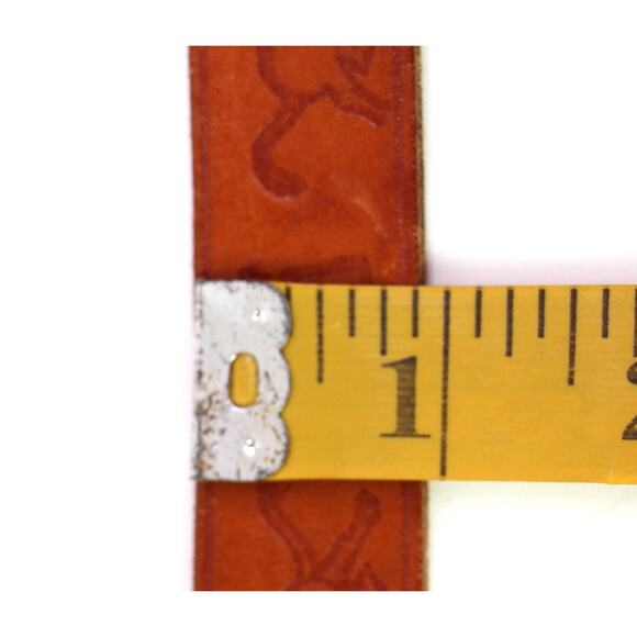 TOOLED TAN BROWN GENUINE LEATHER 7/8"Wd DRESS CASUAL WOMEN'S BELT Size S (R8 - Picture 8 of 14